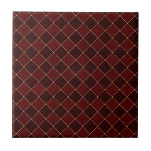 Burgundy Harlequin Rhombuses Effect Geometric Tile