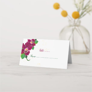 burgundy hibiscus flowers green leaves place card