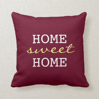 Burgundy Home Sweet Home - Fun Home Decor Throw Pillow