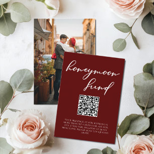 Burgundy Honeymoon Fund with Couple Photo Enclosure Card