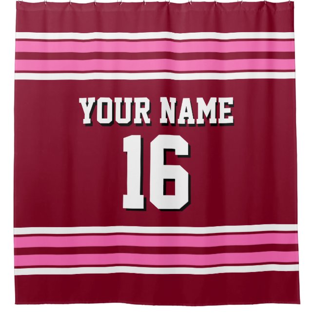 Burgundy Hot Pink White Stripes Sports Jersey (Front)