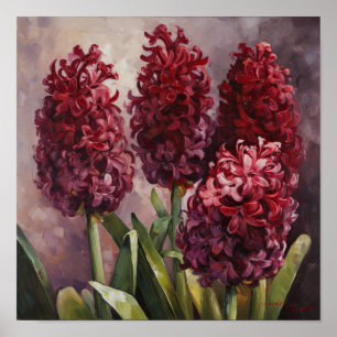 Burgundy Hyacinth Flower Art Imprimer Poster