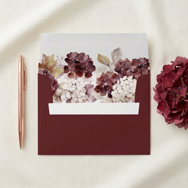 Burgundy Hydrangea Fall Wedding Envelope (Creator Uploaded)