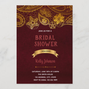 Burgundy india theme invitation