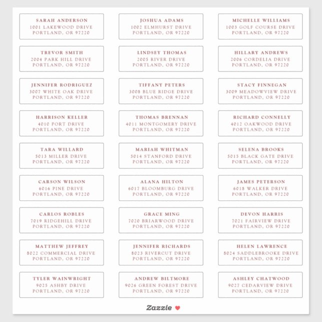 Burgundy | Individual Guest Address Labels (Sheet)