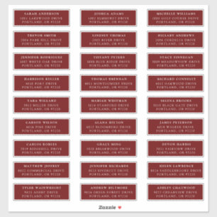 Burgundy   Individual Guest Address Labels