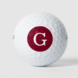 Burgundy Initial Monogram Golf Balls