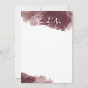 Burgundy Ink Wash Thank You Card