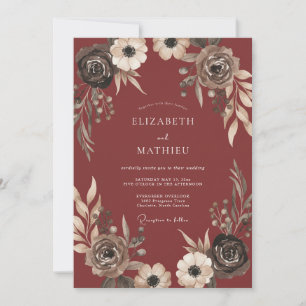 Burgundy Intimate Harvest Wedding Invitation