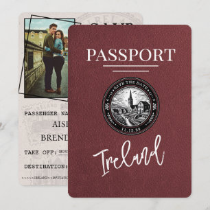 Burgundy Ireland Passport Save The Date