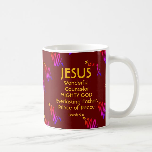Burgundy Isaiah Jesus Christmas Coffee Mug (Right)
