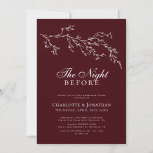 Burgundy & Ivory Botanical Rehearsal Dinner Invitation