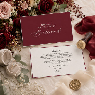 Burgundy Ivory Bridesmaid Proposal Enclosure Card