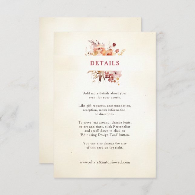 Burgundy & Ivory Elegant Floral  Enclosure Card (Front/Back)