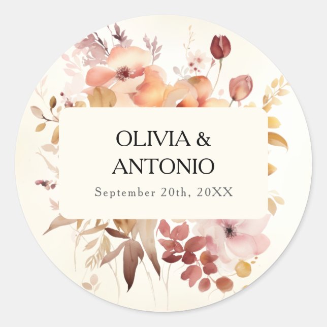 Burgundy & Ivory Flowers Sticker (Front)