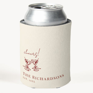 Burgundy Ivory Fun Martini Custom Wedding Favours Can Cooler