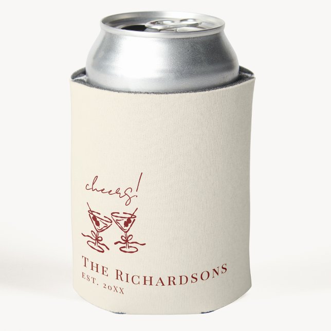 Burgundy Ivory Fun Martini Custom Wedding Favours Can Cooler (Creator Uploaded)