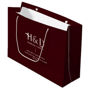 Burgundy & Ivory  Monogram Wedding Welcome Guest  Large Gift Bag