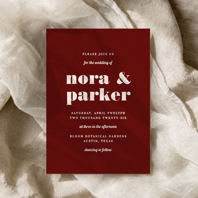 Burgundy & Ivory Simple Modern Formal Wedding Invitation (Burgundy & Ivory Simple Modern Formal Wedding Invitation)