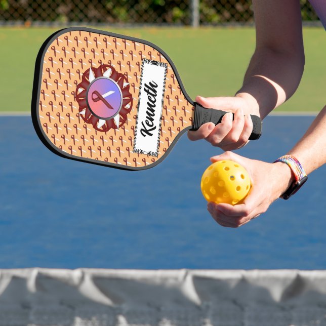 Burgundy-Ivory Standard Ribbon by Kenneth Yoncich Pickleball Paddle (Insitu)