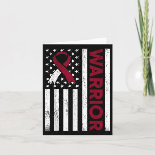 Burgundy Ivory Us Flag Ribbon For Throat Cancer Aw Card