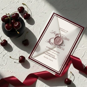 Burgundy Ivory Wedding Invitation