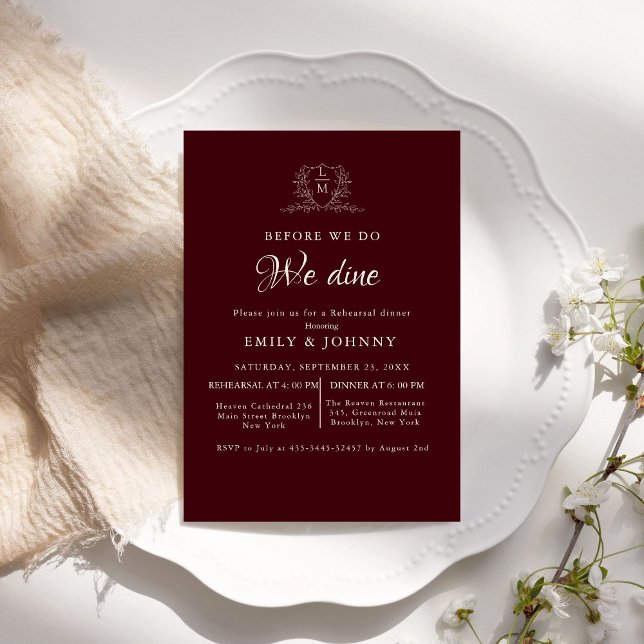 Burgundy & Ivory Wedding Rehearsal dinner  Invitation (Creator Uploaded)