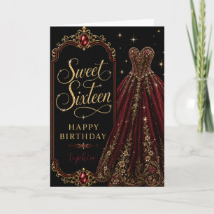Burgundy Jewel Sweet 16 Birthday Celebration Card