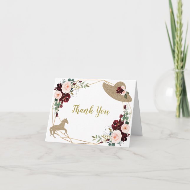 Burgundy Kentucky Derby Thank You Card (Front)