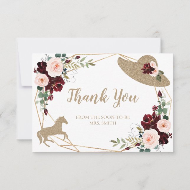 Burgundy Kentucky Derby Thank You Card (Front)