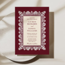 Burgundy Lace Frame Wedding