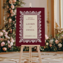 Burgundy Lace Frame Wedding Welcome