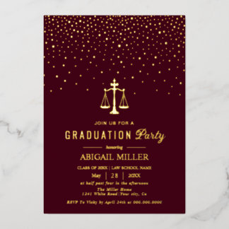 Burgundy Law school Class Of 2026 graduation gold