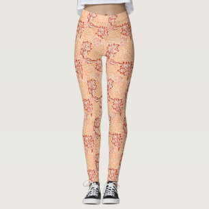 Burgundy Leaf Pattern Leggings