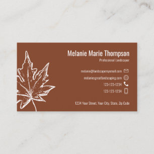 Burgundy Leaf Professional QR Code Custom Business Card