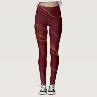 Burgundy & Leggings en marbre de cuivre - élégant