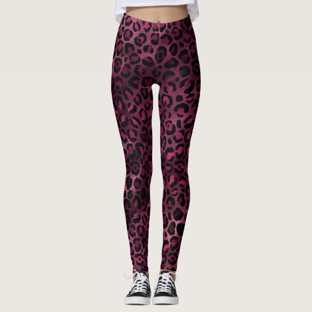 Burgundy Leopard Leggings (Front)
