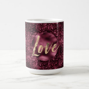 Burgundy Leopard Print Gold Love Coffee Mug