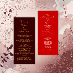 burgundy + light red menu & program wedding card