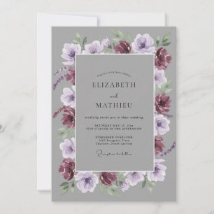 Burgundy Lilac Blossom Romance Wedding Invitation