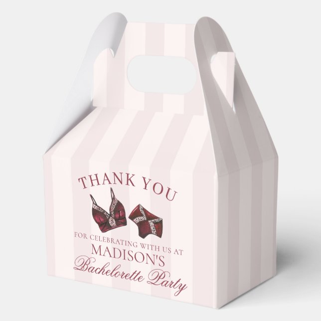 Burgundy Lingerie Bachelorette Party Favour Gable Favor Box (Front)