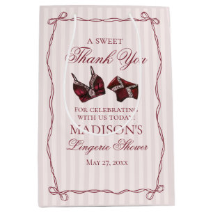 Burgundy Lingerie Shower Bachelorette Party Favour Medium Gift Bag