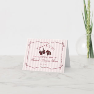 Burgundy Lingerie Shower Bachelorette Thank You  Card