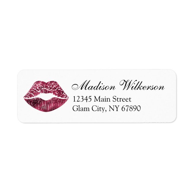 Burgundy Lipstick Makeup Artist Address Label (Front)