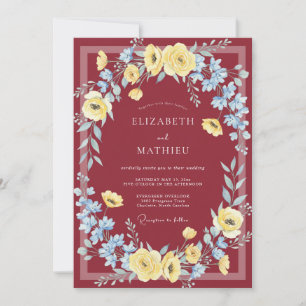 Burgundy Lively Spring Wedding Invitation