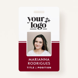 Burgundy Logo Security Photo Barcode Employee ID Badge