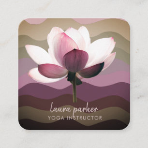 burgundy Lotus Flower Yoga Instructor Watercolor Square Business Card