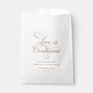 Burgundy Love is Contagious Face  Mask Favour Bag