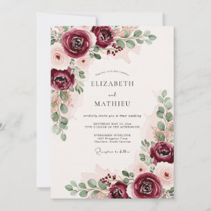 Burgundy Lush Romantic Wedding Invitation