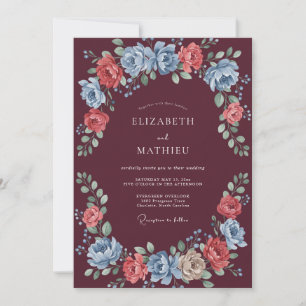 Burgundy Majestic Winter Wedding Invitation